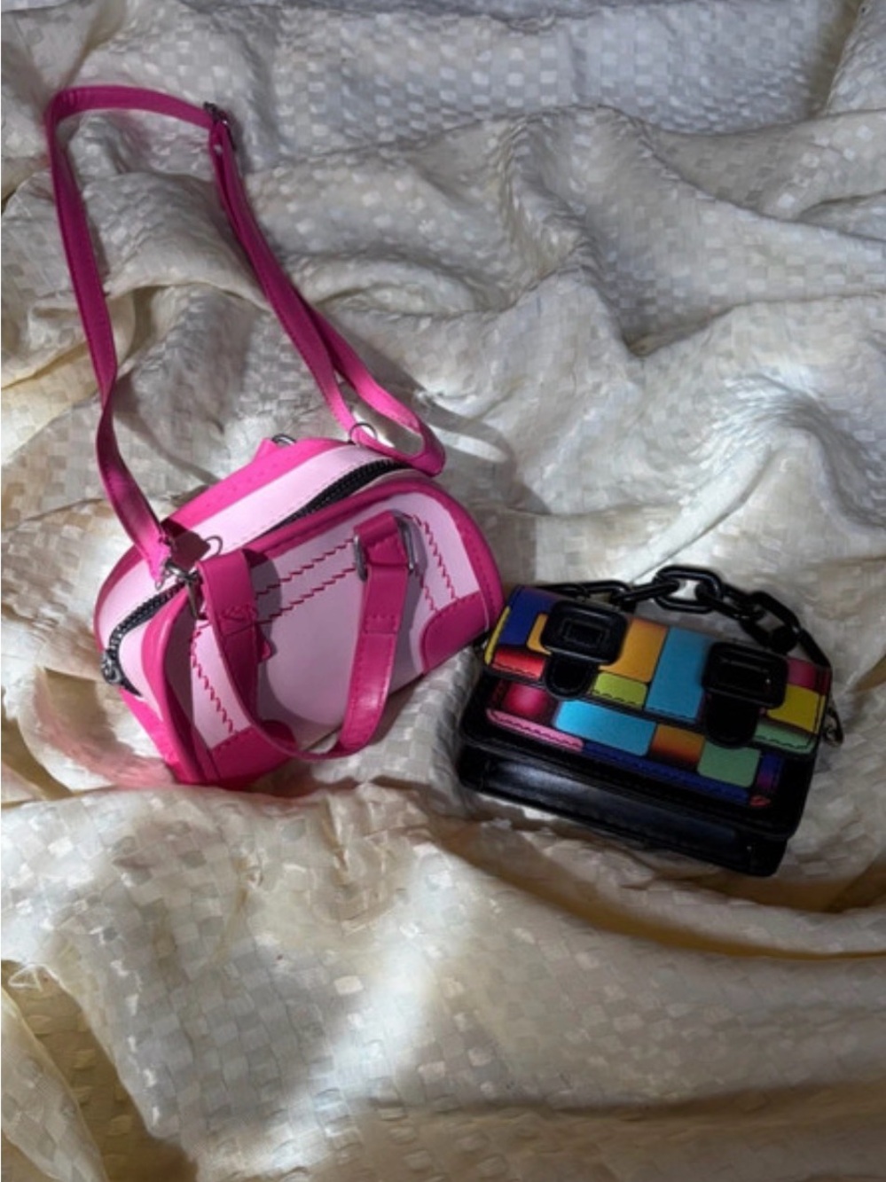 & Other Stories Pink Mini Crossbody Bag with Hot Pink Trim